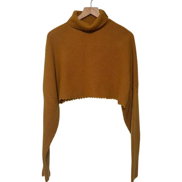 NWTs Lapointe Cropped Frayed Hem Cashmere Silk Turtle Neck Sweater (L) - Picture 5 of 16